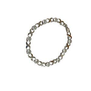 Elegant Silver & Crystal Infinity Rhinestone Bracelet With Secure Clasp